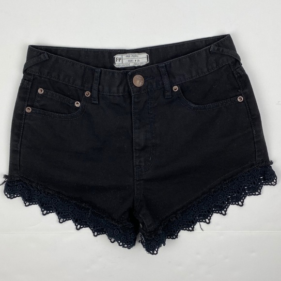 Free People Lace Trim Shorts Black - Picture 2 of 6